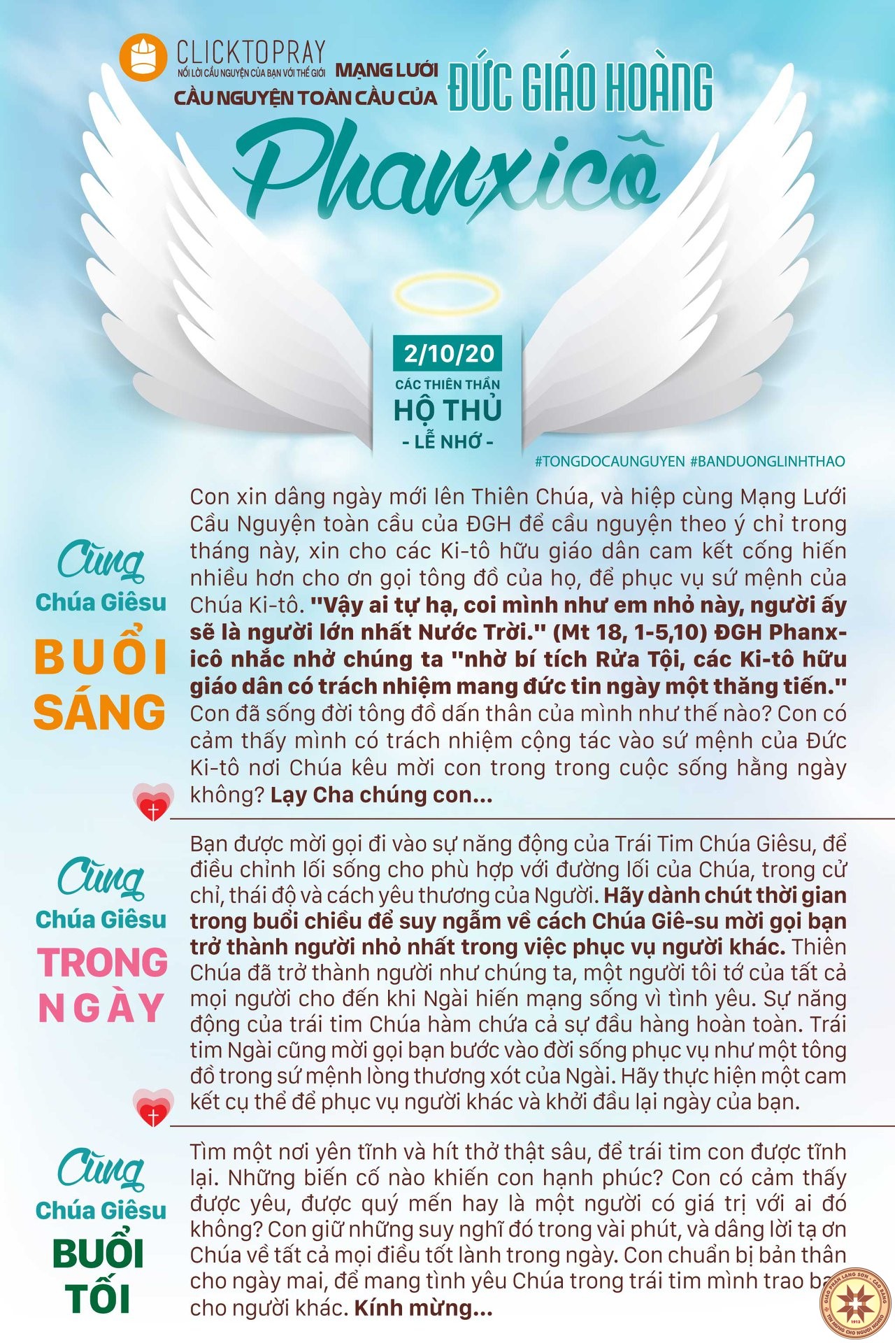 Tông đồ Cầu nguyện ngày 02/10