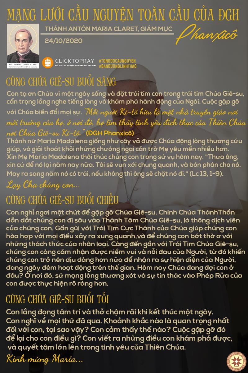 Tông đồ Cầu nguyện ngày 24/10