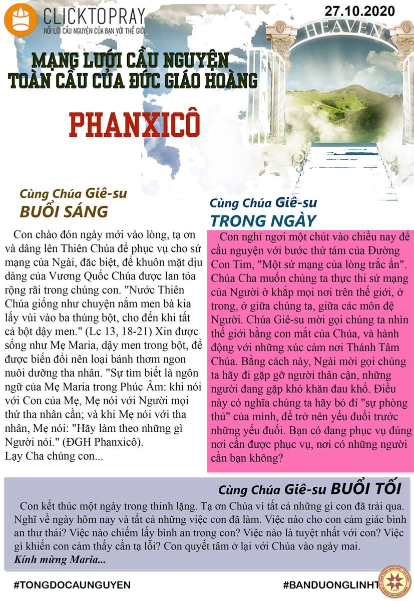 Tông đồ Cầu nguyện ngày 27/10