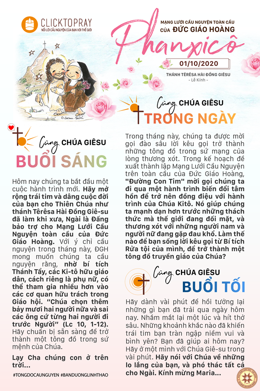 Tông đồ Cầu nguyện ngày 01/10