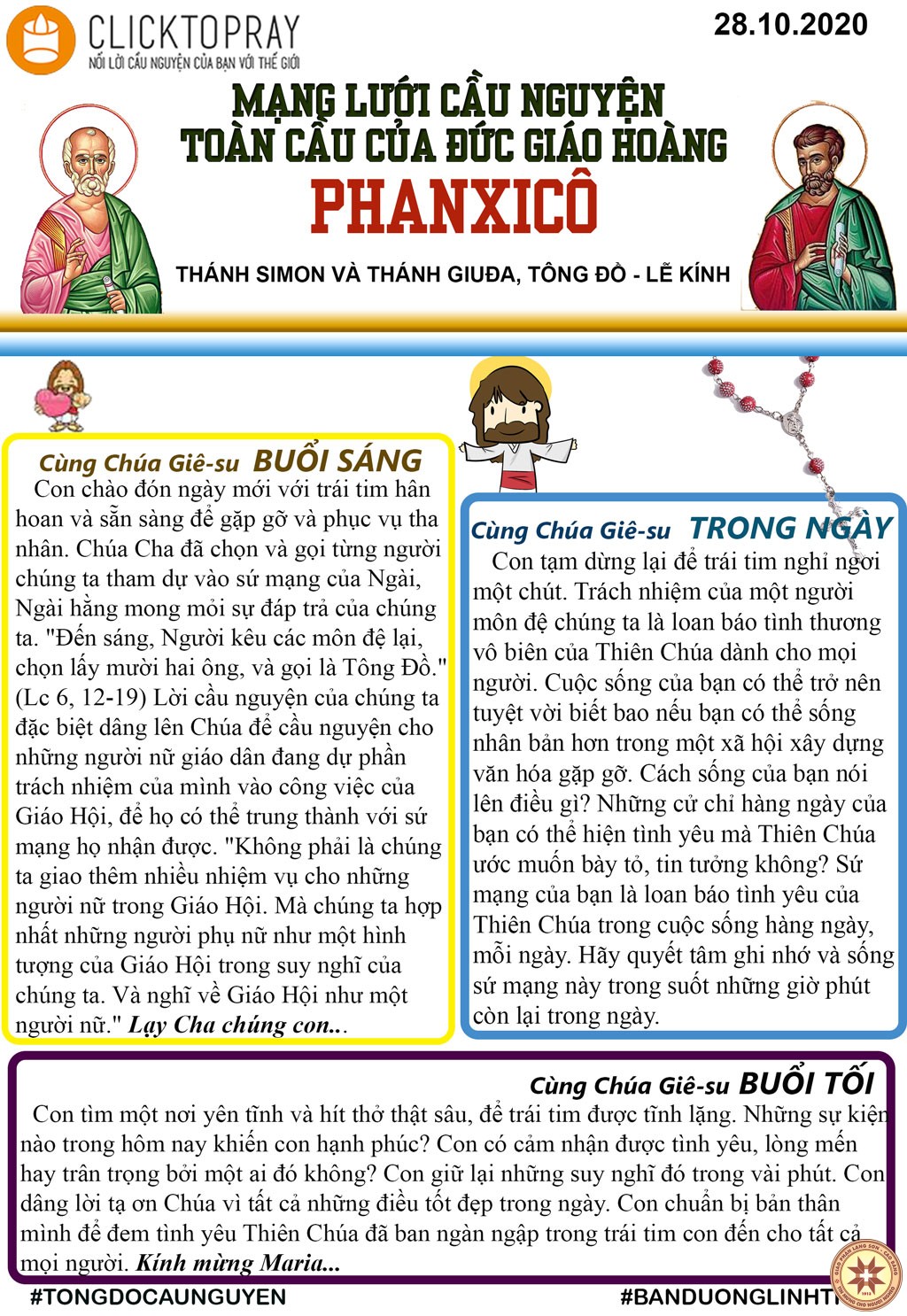 Tông đồ cầu nguyện ngày 28/10