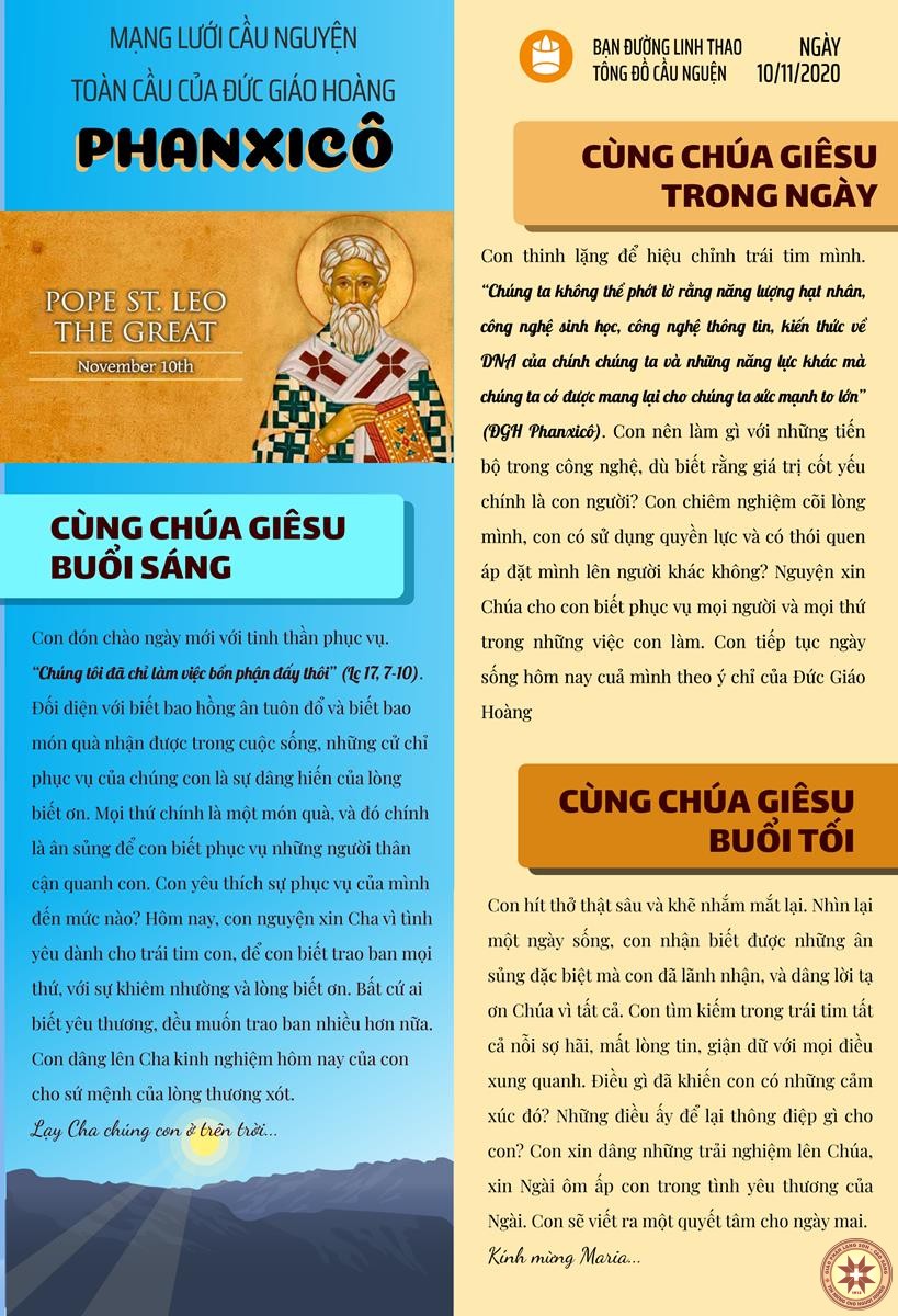 Tông đồ Cầu nguyện ngày 10/11