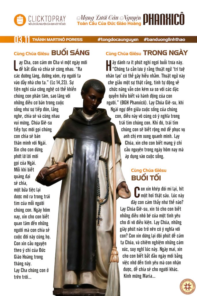 Tông đồ cầu nguyện ngày 03/11