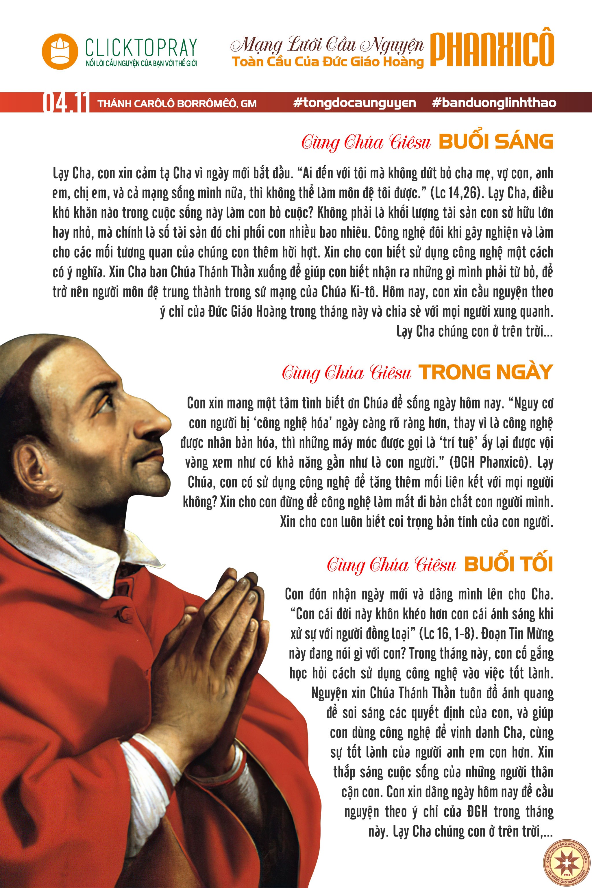 Tông đồ cầu nguyện ngày 04/11