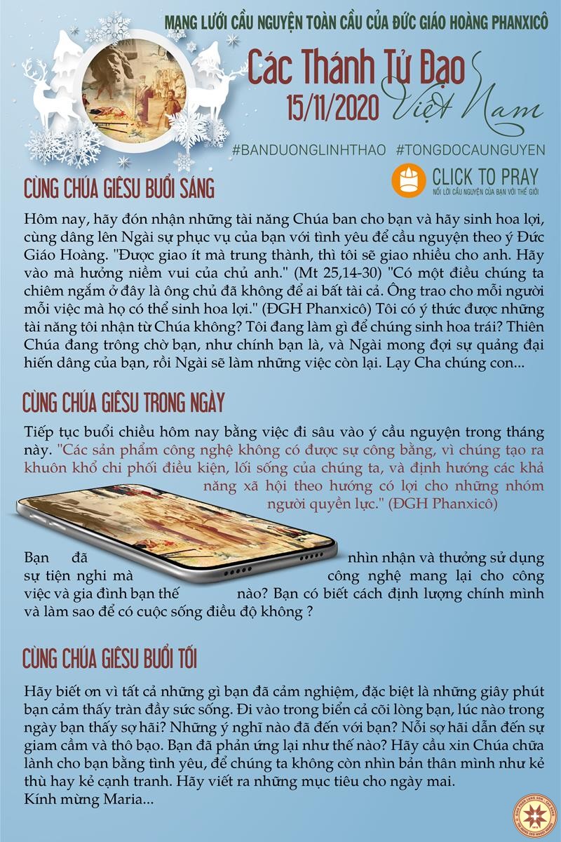 Tông đồ Cầu nguyện ngày 15/11