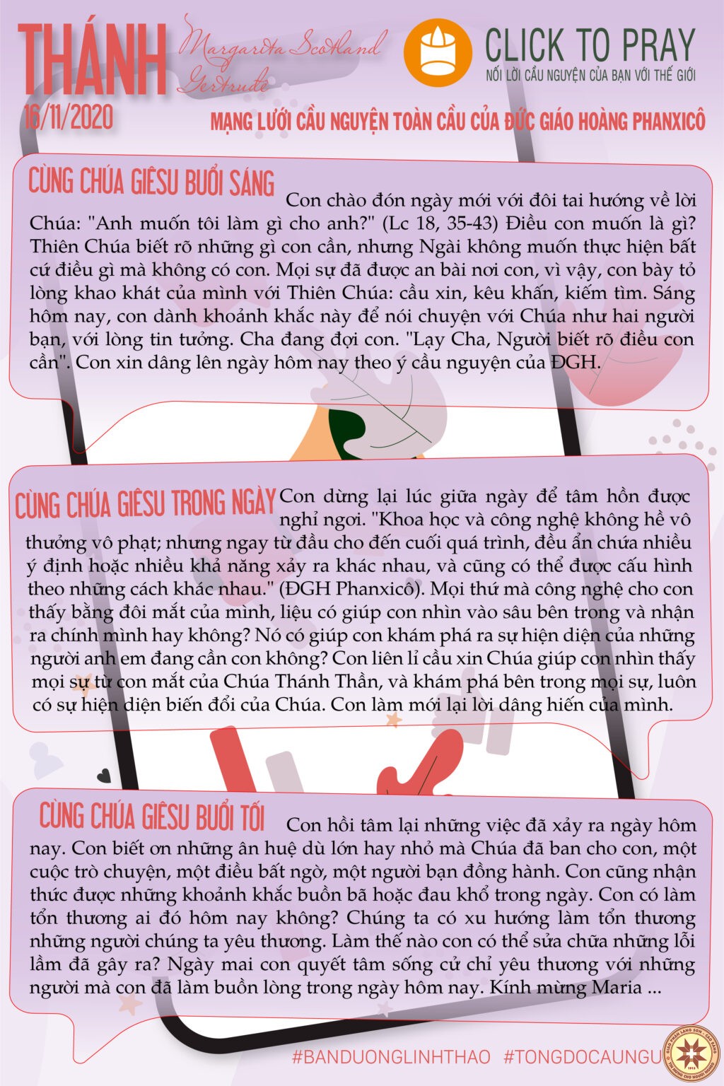 Tông đồ Cầu nguyện ngày 16/11