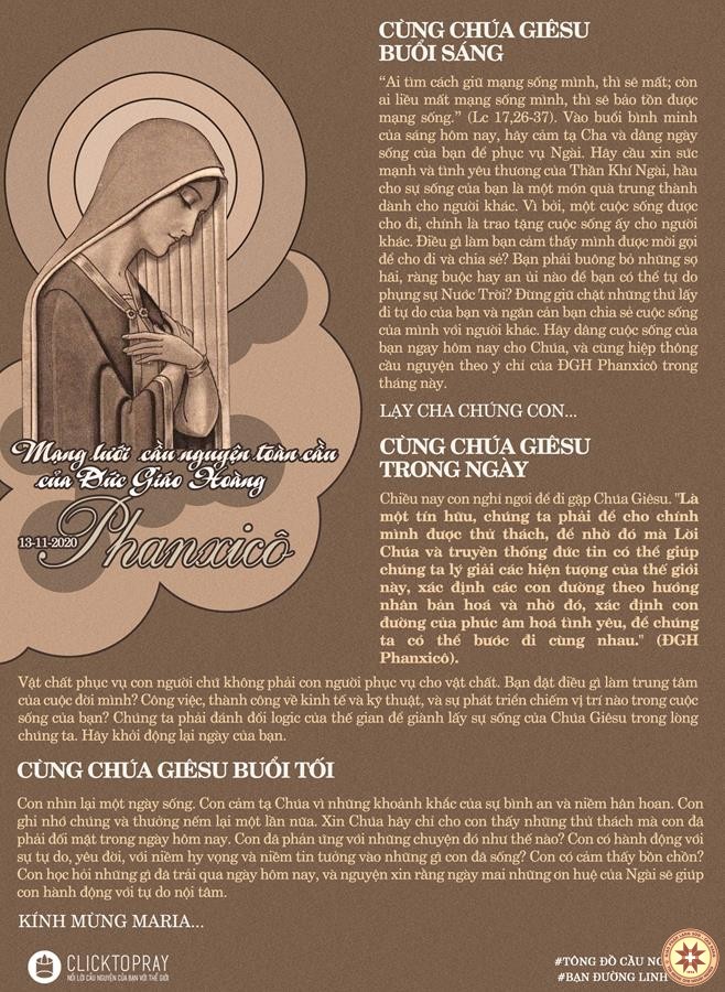 Tông đồ Cầu nguyện ngày 13/11