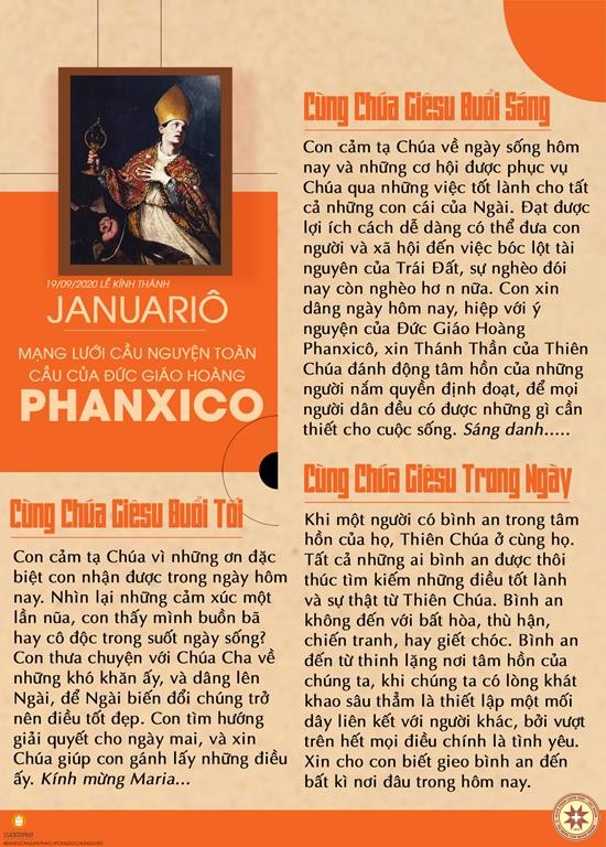 Tông đồ Cầu nguyện ngày 20/9